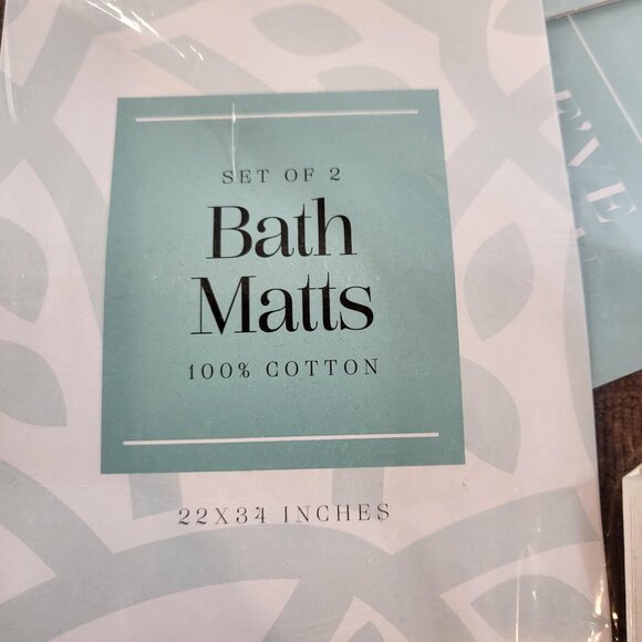 White Classic Collection Set of 2 Bath Matts 22x34 Brown - Picture 3 of 5